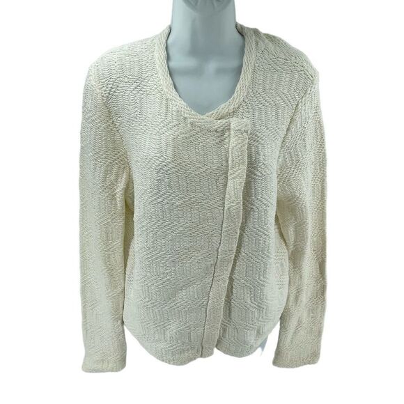 Loft cream jacket boho shacket chunky knit moto angle zip large - Picture 2 of 16